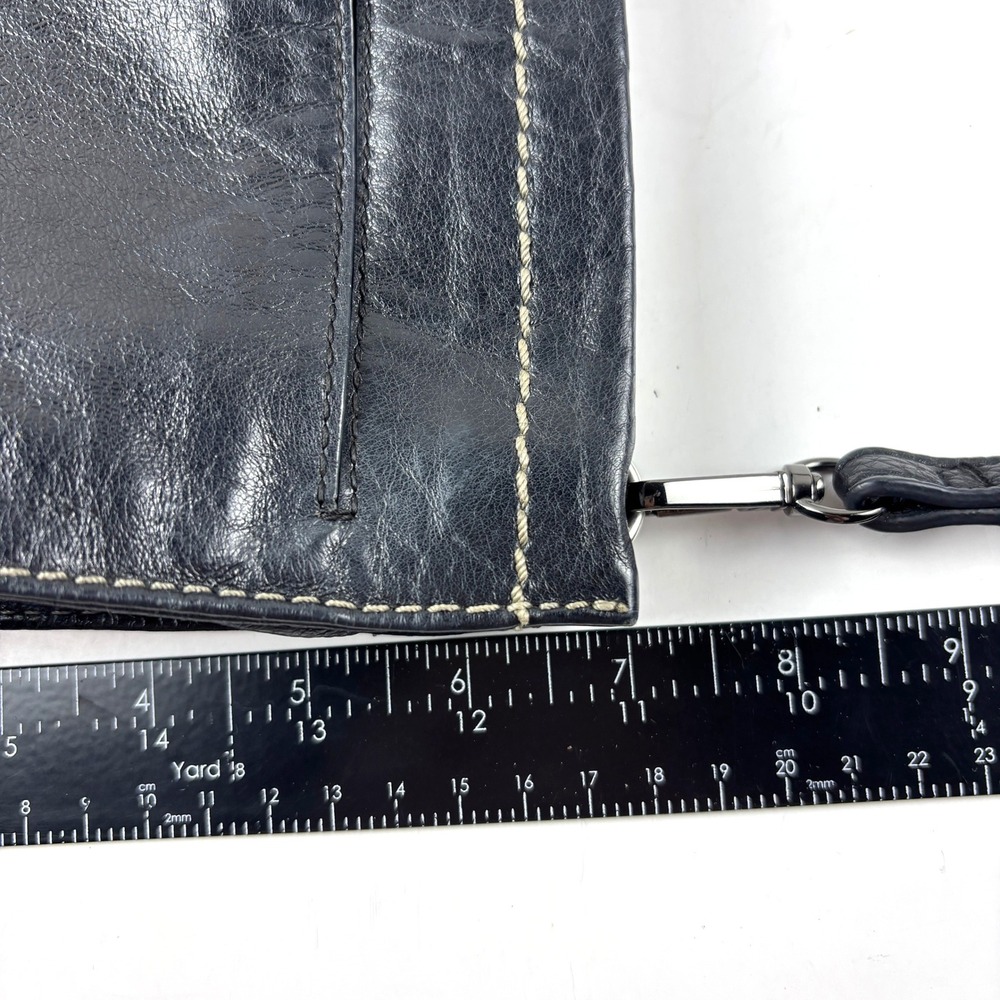 The Sak Shoulder Bag Womens Medium Black Leather Contrast Stitch Zip Top - Picture 7 of 8